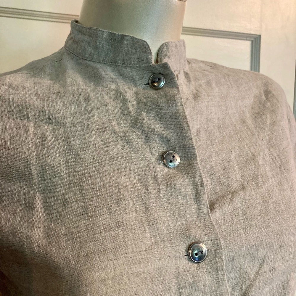 🏯Vintage 1990s J. Jill Ltd. Grey Linen Button Down Shirt, size Petite Small - Picture 2 of 6
